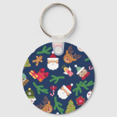 Feestelijk kerstpatroon, vakantieontwerp. sleutelhanger (Achterkant)