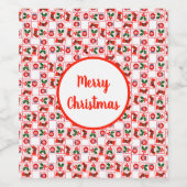 Feestelijk kerstpatroon wijn etiket (Enkel label)