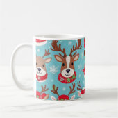 Feestelijk Kerstrendier met Sneeuwvlokken Patroon Koffiemok (Links)