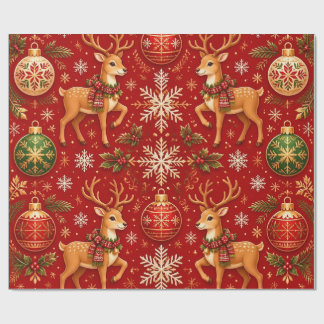 Feestelijk Kerstrendier & Ornamenten Patroon – T Cadeaupapier