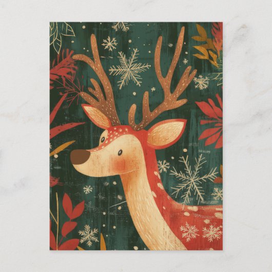 Feestelijk Kerstrendier Wenskaart Briefkaart (Voorkant)