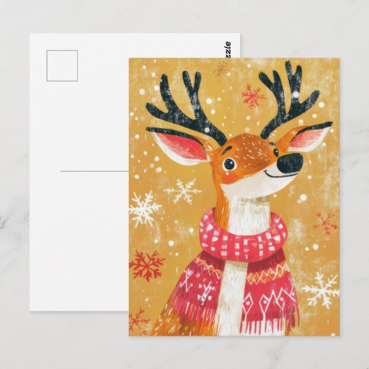 Feestelijk Kerstrendier Wenskaart Briefkaart (Voorkant / Achterkant)