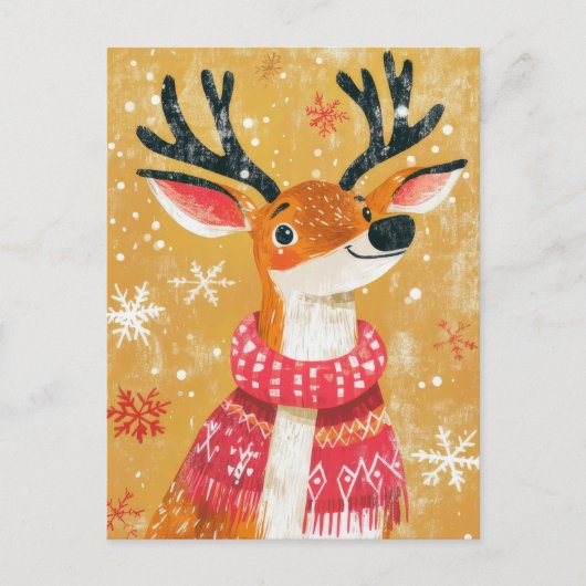 Feestelijk Kerstrendier Wenskaart Briefkaart (Voorkant)