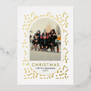 Feestelijk Kerststolpatroon Kerstmis familiefoto Folie Feestdagenkaart