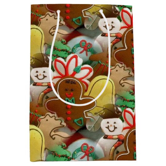 Feestelijk Kerststolpatroon Medium Cadeauzakje (Voorkant)