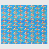 feestelijk kerststrand kerstman kerstfeest cadeaupapier (Vlak)