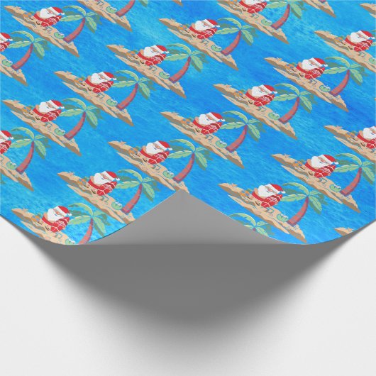 feestelijk kerststrand kerstman kerstfeest cadeaupapier (Hoek)