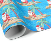 feestelijk kerststrand kerstman kerstfeest cadeaupapier (Rol Hoek)