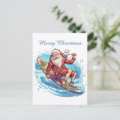Feestelijk Kerstsurfen Kerstman tekst toevoegen Feestdagenkaart (Staand voorkant)