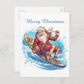 Feestelijk Kerstsurfen Kerstman tekst toevoegen Feestdagenkaart (Voorkant / Achterkant)