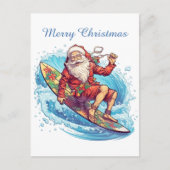 Feestelijk Kerstsurfen Kerstman tekst toevoegen Feestdagenkaart (Voorkant)