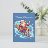 Feestelijk Kerstsurfen Kerstman tekst toevoegen Feestdagenkaart (Staand voorkant)