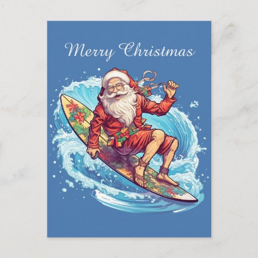 Feestelijk Kerstsurfen Kerstman tekst toevoegen Feestdagenkaart (Voorkant)
