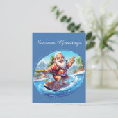 Feestelijk Kerstsurfen Santa tekst toevoegen Vakan Feestdagenkaart (Staand voorkant)