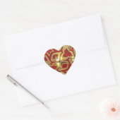 Feestelijk kerstthema in rood en goud hart sticker (Envelop)