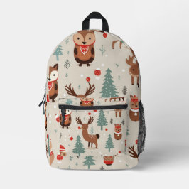 Feestelijk Kerstthema Woodland Pattern Bedrukte Rugzak