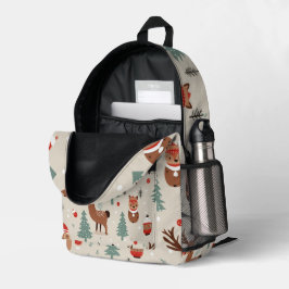 Feestelijk Kerstthema Woodland Pattern Bedrukte Rugzak