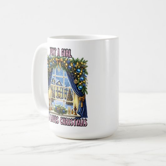 Feestelijk Kerstvenster Uitzicht Koffiemok (Voorkant links)