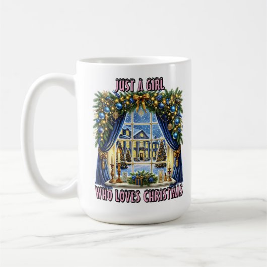 Feestelijk Kerstvenster Uitzicht Koffiemok (Links)