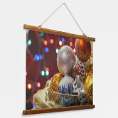 Feestelijk kerstversiering in mandje hangend wandkleed (Gebogen)