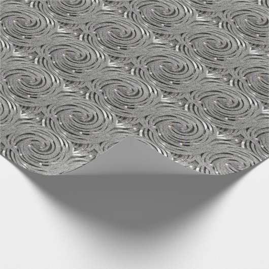 Feestelijk kerstzilver cadeaupapier (Hoek)