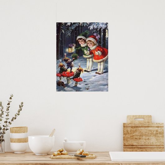 feestelijk kind kerstfeestdag Poster (Keuken)