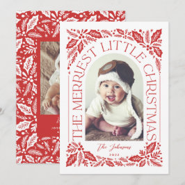 Feestelijk Kleine Kerstbes Rood Foto Boogje Feestdagenkaart