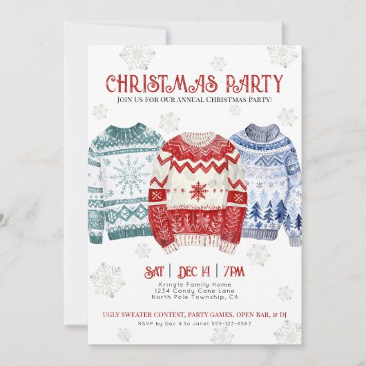 Feestelijk kleurrijk jaarlijks kerstfeest kaart (Voorkant)