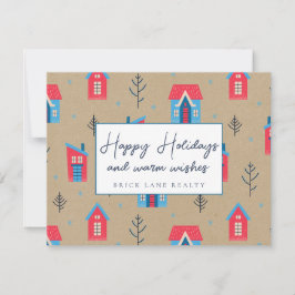 Feestelijk Kraft Papier Prettig Kerstfeest Vastgoe Feestdagenkaart