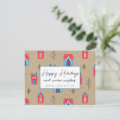 Feestelijk Kraftpapier Prettig Kerstfeest Vastgoed Feestdagenkaart (Staand voorkant)