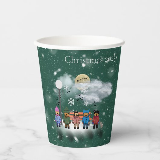 Feestelijk Kwintet Kerstfeest Papieren Bekers (Voorkant)