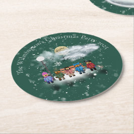 Feestelijk Kwintet Kerstfeest Ronde Kartonnen Onderzetter