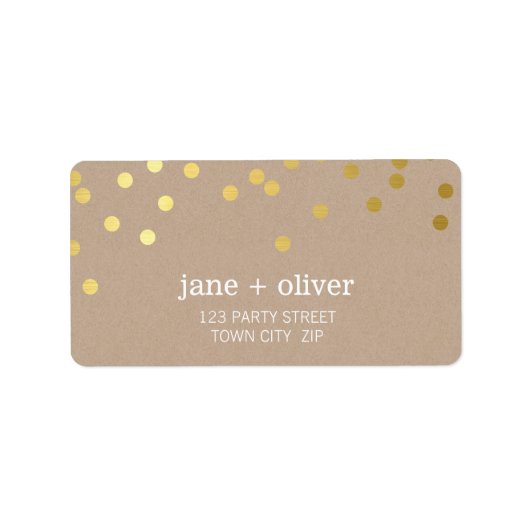 FEESTELIJK LABEL modern confetti spot gouden folie (Voorkant)