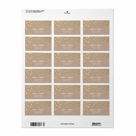 FEESTELIJK LABEL modern confetti spot gouden folie (Full Sheet)