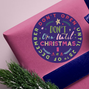 Feestelijk, Leuk & Kleurrijk Niet Openen Tot Kerst Ronde Sticker