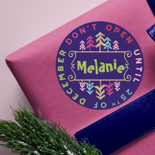 Feestelijk, Leuk & Kleurrijk Niet Openen Tot Kerst Ronde Sticker