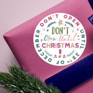 Feestelijk, Leuk & Kleurrijk Niet Openen Tot Kerst Ronde Sticker