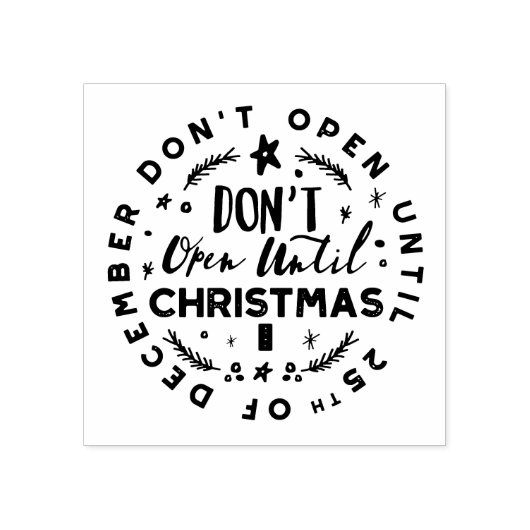 Feestelijk, Leuk & Kleurrijk Niet Openen Tot Kerst Rubberstempel (Afrduk)