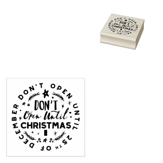 Feestelijk, Leuk & Kleurrijk Niet Openen Tot Kerst Rubberstempel (Gestempeld)