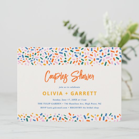 Feestelijk Leuk Moderne Koppels Douche Kaart (Staand voorkant)