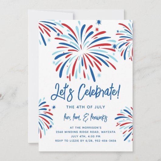 Feestelijk Leuk Patriottisch Vuurwerk 4th of Juli  Kaart (Voorkant)