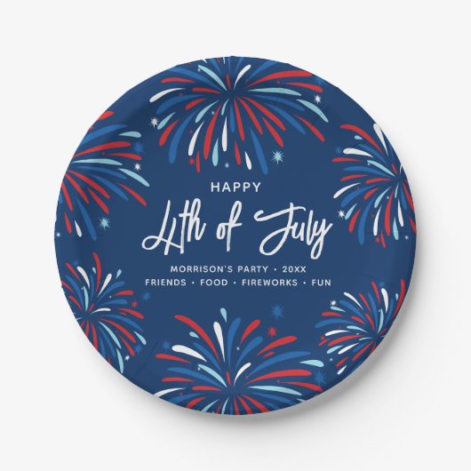 Feestelijk Leuk Patriottisch Vuurwerk 4th of Juli  Papieren Bordje (Voorkant)