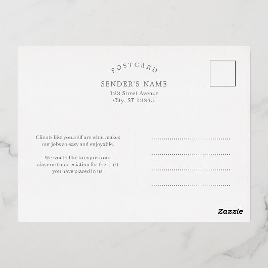 Feestelijk Lijst ECHTE FOLIE Zakelijk Vakantie Bri Folie Uitnodiging Briefkaart (Achterkant)