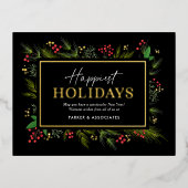 Feestelijk Lijst ECHTE FOLIE Zakelijk Vakantie Bri Folie Uitnodiging Briefkaart (Voorkant)