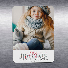 Feestelijk Loofwerk Prettige Feestdagen Bloemrijke Magneet