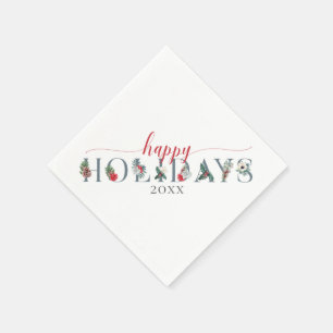 Feestelijk Loofwerk Prettige Feestdagen Jaar Dinne Servet
