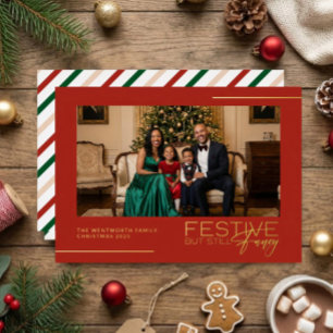 Feestelijk Maar Toch Elegant Foto Folie Kerstkaart Uitnodiging