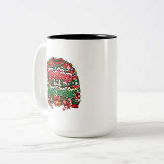 Feestelijk maar twijfelachtig grappig lelijk kerst tweekleurige koffiemok