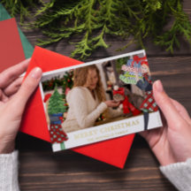 Feestelijk meisje Kerstillustratie met foto rood