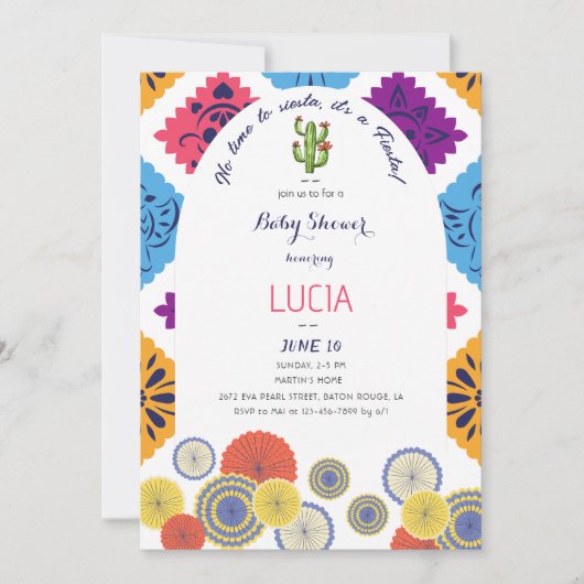 Feestelijk Mexicaans Papier Fan Cactus Baby shower Kaart (Voorkant)